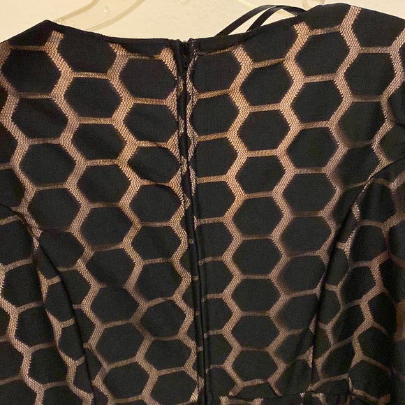 Avenue Sheer Black Overlay Dress w/ Belt - Picture 6 of 7